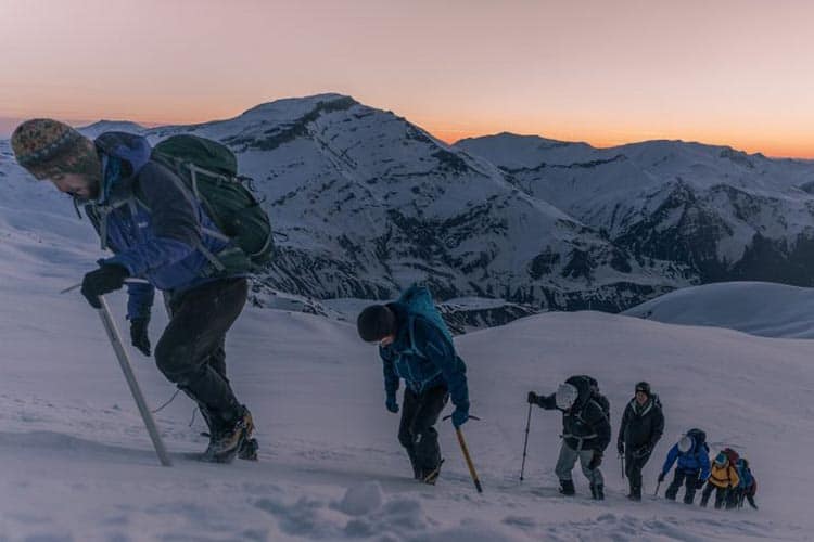Achieving Proper Solitude in Kurdistan 1 The Secret Compass team making their way up to the summit. Martin Hefti/Secret Compass photos.