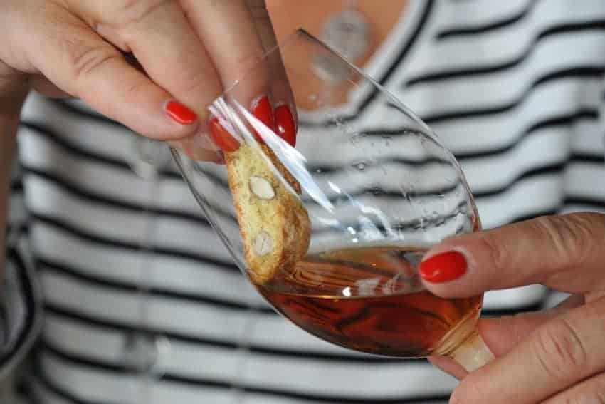 The perfect Italian desert, cookies dipped in Vin Santo wine