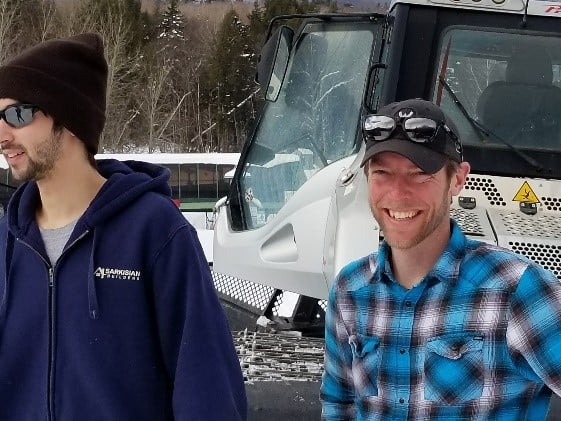 Groomer John Jarkistan with Waterville Valley CEO Tim Smith.