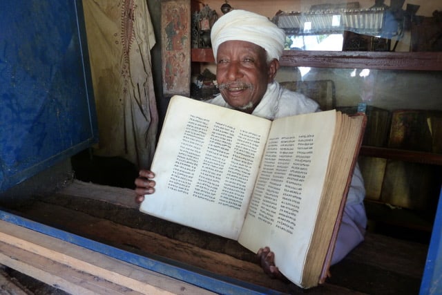 A Travel Junkie's Traveling Tales 1 A religious tome in Ge’ez, the language of the Ethiopian Orthodox Church.