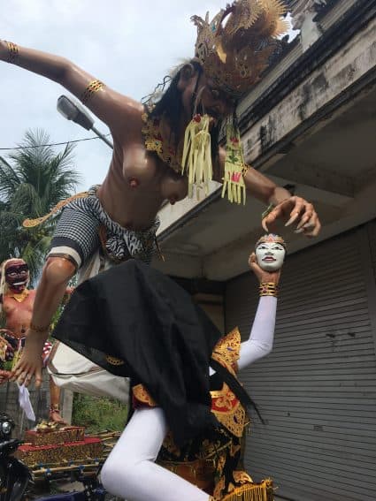 Paper Maiche "Ogoh Ogoh" effigies parade through Balinese villages ahead of the annual Nyepi celebration. Jackie Cohen Photo | GoNOMAD Travel Paper Maiche "Ogoh Ogoh" effigies parade through Balinese villages ahead of the annual Nyepi celebration. Jackie Cohen Photo | GoNOMAD Travel