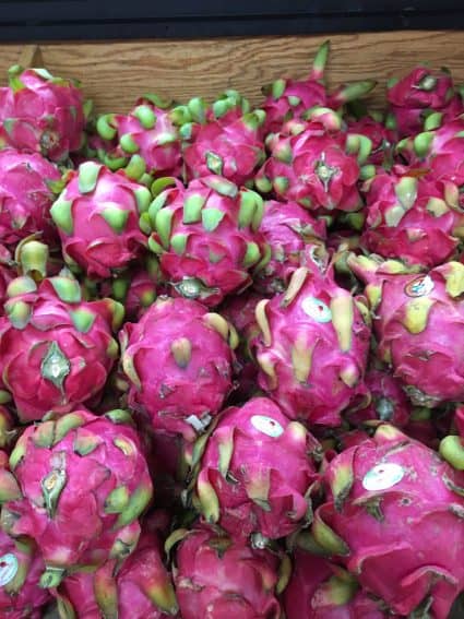 Dragon fruit in the Chinese Market. Jackie Cohen Photo