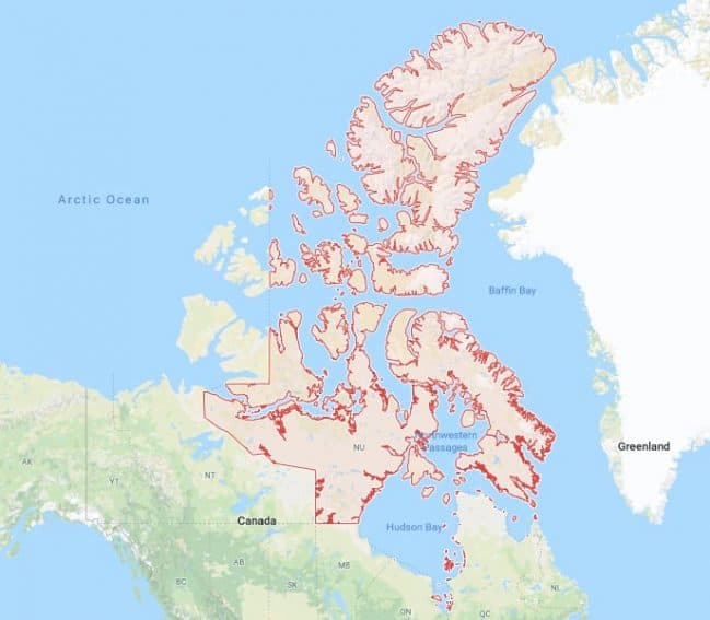 Map of northern Canada highlighting Nunavut. | GoNOMAD Travel