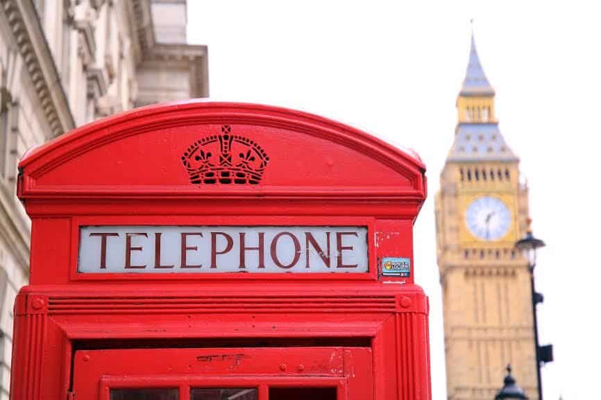 A phone booth in London instead of a smartphone.