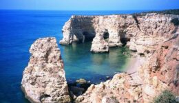 Cliffs in the Algarve, the far south region of Portugal.