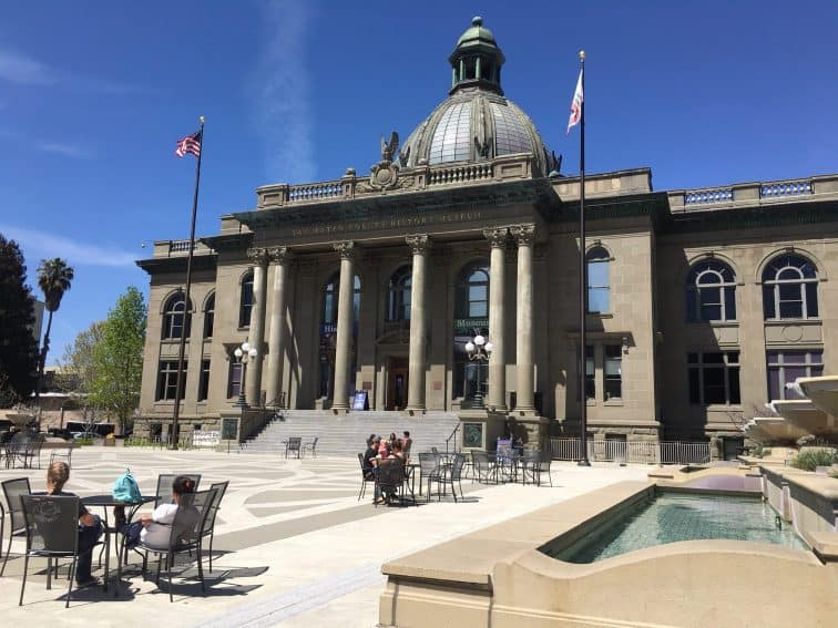 Downtown Redwood City, in front of the former city hall that's now the San Mateo History Museum. | GoNOMAD Travel