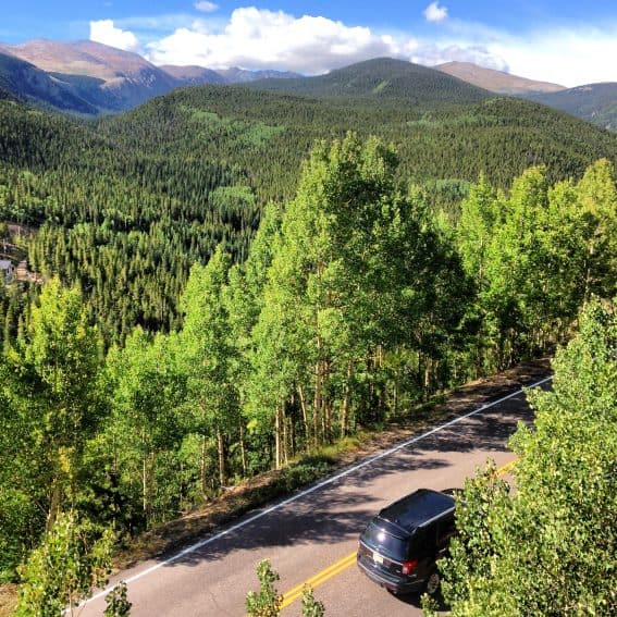 Driving up to Mount Evans in Colorado. 