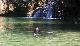 Swimming in the river at Salto de Roccio in Trinidad, Cuba