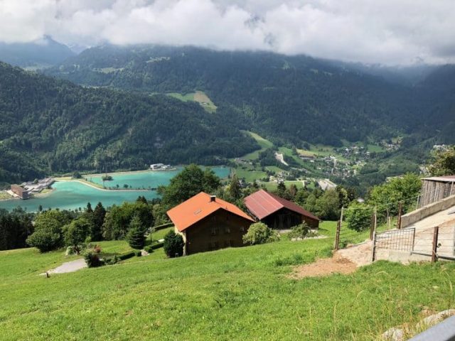 reservoir Water from this reservoir near the village of Shrum is pumped up over the mountain and back again to generate hydroelectricity.