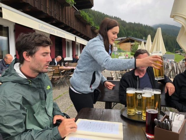 Hut lunch Hikers and bikers in this part of Austria are treated to delicious lunches at places like this...and for many, a Radler beer made with half lemonade is the perfect refresher.