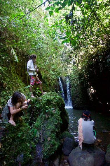 Zac, Mykaila and Daniel by the waterfall