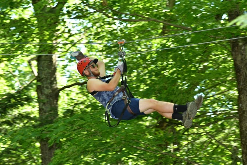 Yours truly, taking a nice, relaxing zip. Don't mind the farmer's tan.