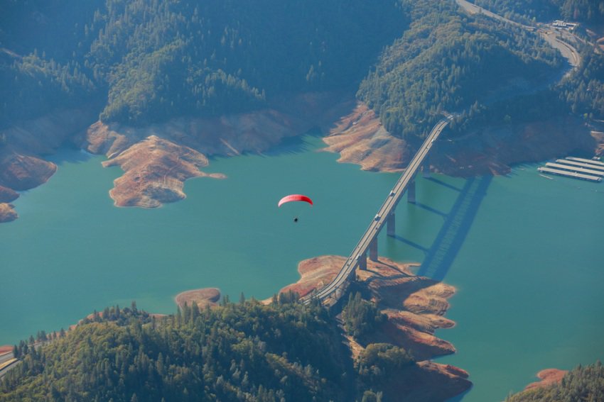 View of a Racer From Above, Taken From a Separate Paramotor.