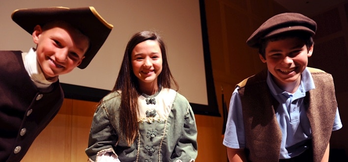 A few visiting kids trying on some period clothing at the Constitution Center. Photos from National Constitution Center Website.