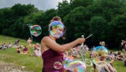 Enjoying the day in a bubbly way.