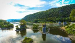 Evidence of Harpers Ferry's past industrialization can be found at the confluence point.