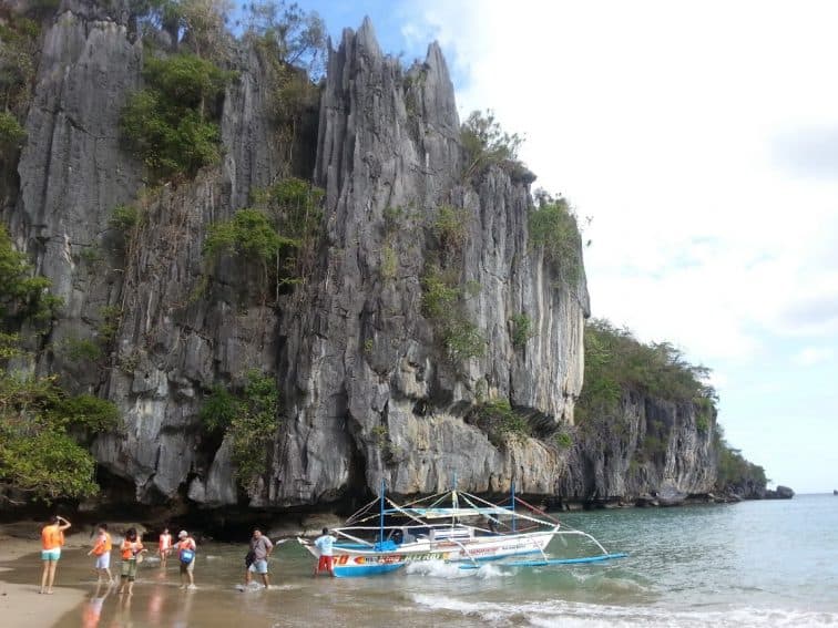 The cliffs surrounding the bay in Puerto Princessa, Philippines. 