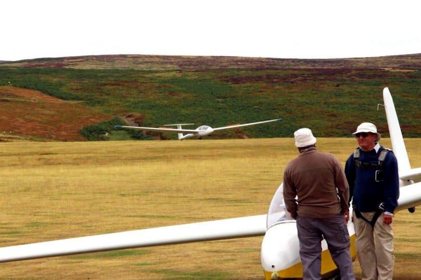 Landing at the Midland Gliding Club in the Shropshire Hills.