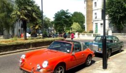 Classic sports cars in London.
