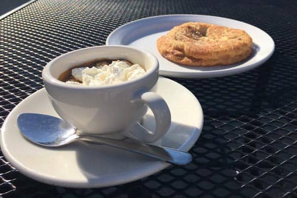 Cappuccino and a well-earned cookie at the Coffee Garden.