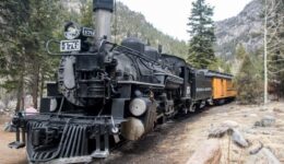 Steam locomotive of the Durango and Silverton Narrow Guage Railroad in Colorado.