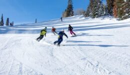 Skiing at Solitude, in Utah. Solitude mountain photo.