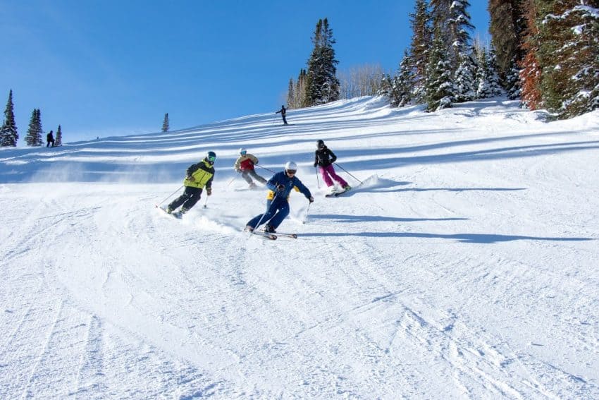 Skiing at Solitude, in Utah. Solitude mountain photo.