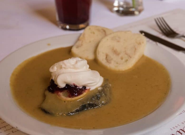 Eating Prague: A Delicious Taste of the City 2 The queen of all Czech foods is braised beef served with traditional svíčková (Czech dumplings), all of which swims in a delectable cream sauce.
