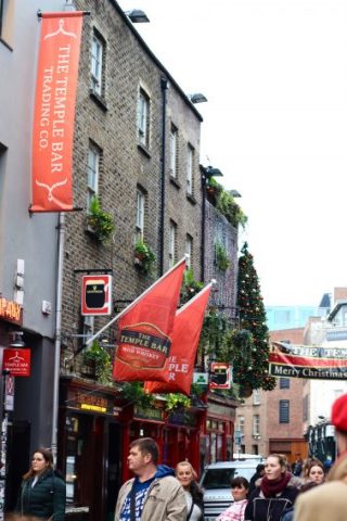 In the hub of Temple Bar during Christmas time.