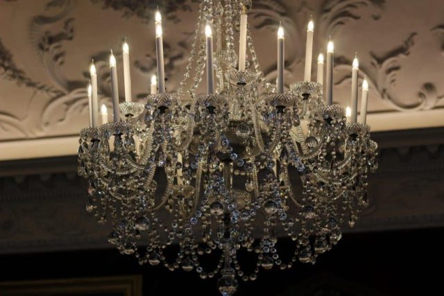 A crystal chandelier in the historic Russborough House.
