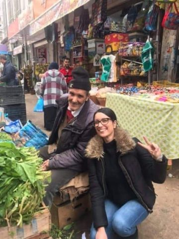 Street market - Oran - I took a picture of the vendor selling coriander at the market algeria