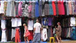 Shopping at the Wednesday market in Anjuna, Goa, India