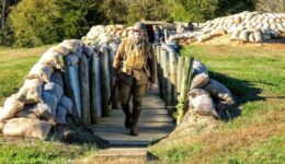 Joseph Gamble explains what trench warfare was like in World War I at the Museum in Tennessee. Jackie Sheckler Finch photos.