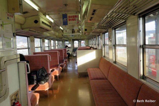 Sanriku Railway interior. Beth Reiber photo Japan