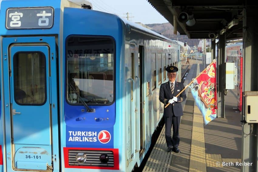 A conducor at the Sanriku Railway