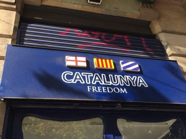 This store in Barcelona sells t-shirts and other items promoting a free Catalonia.