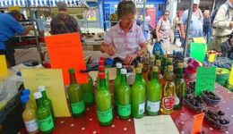 Hand pressed Apple juice at the Ludlow Farmers Market.