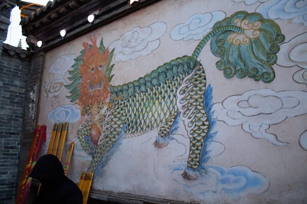 Naunquan, China has Fireworks of Molten Iron 3 A painting on a wall in Nuanquan, China