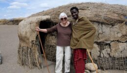 Bibi with Maasai woman at her home in Tanzania. Tab Hauser photos.