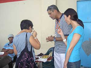 Enjoying street food in Puerto Plata