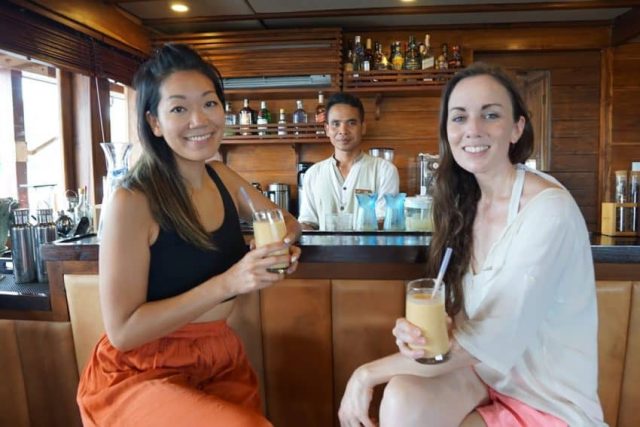 drinks at the bar on the yacht Raja Ampat,Yacht cruising