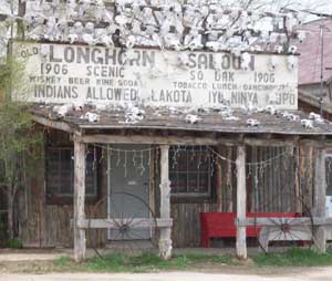 The Longhorn Saloon is open every August when a Motorcycle Rally rides through the Reservation. The original sign read “No Indians Allowed.” The “No” was recently painted over.