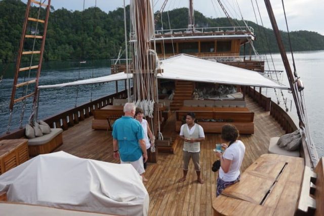 ship deck Raja Ampat,Yacht cruising