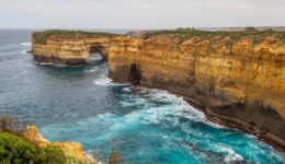 Side view of Loch Ard Gorge at Port Campbell National Park, Victoria.