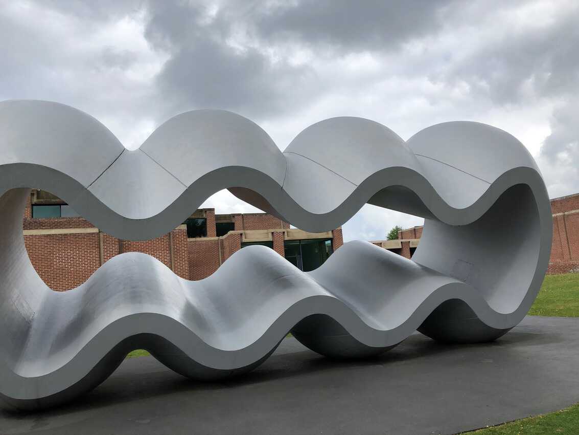A piece by Richard Deacon in front of Le LaM, Lille Museum of Contemporary Art.