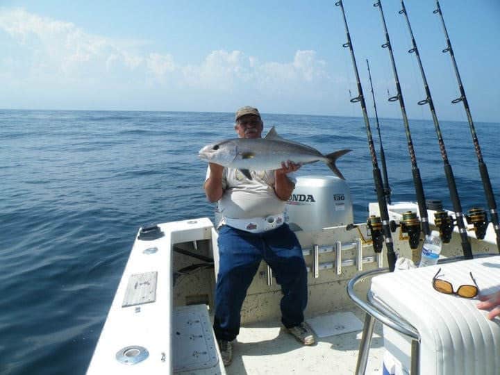 Dad on a fishing boat in the Outer Banks.