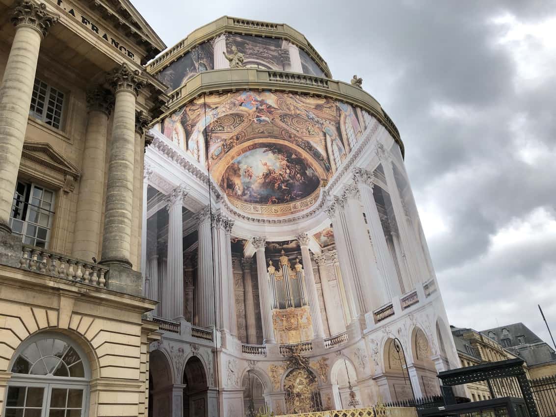 The Chapel inside the Chateau is still being renovated so it has this vinyl cover that shows what it will look like.