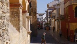 Street scene near the hostel in Spain.