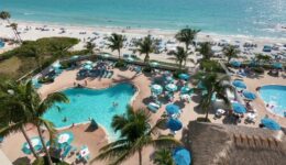Drone footage of Lido Beach Resort, Sarasota, Florida