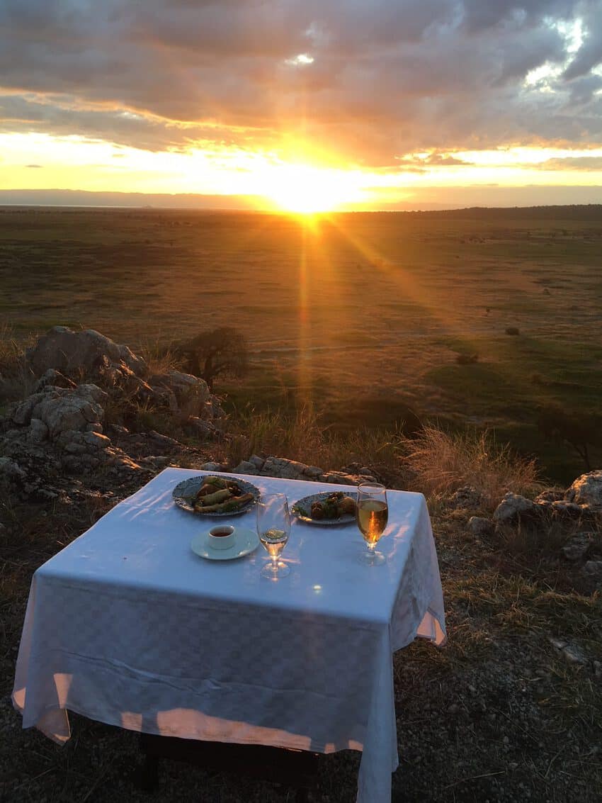 Tanzania sunset sundowner. Margot Black photo.